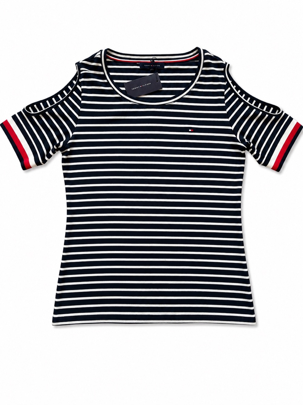 Tommy Hilfiger Striped Cold-Shoulder Tee